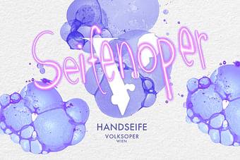 Karte mit Aufschrift "Seifenoper" und Volksoper Logo