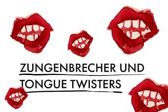 Karte mit Aufschrift "Zungenbrecher und Tongue Twisters"